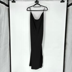 NWT Banana Republic Black Satin Drape Neck Spaghetti Strap Slip Dress - Size XL